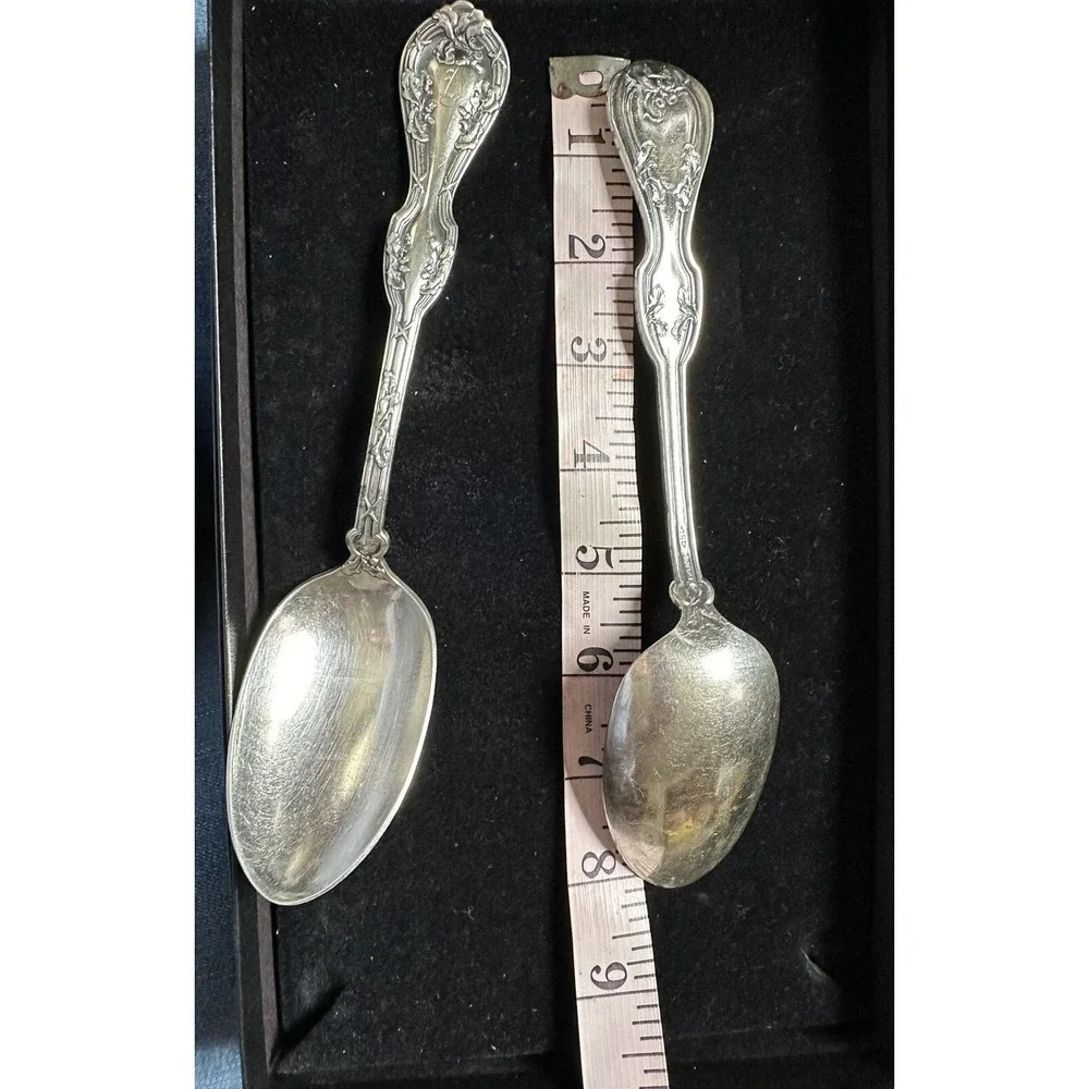 1906 EHH Smith Silver Plate Royal Oak 2 Serving Spoons 8 1/8